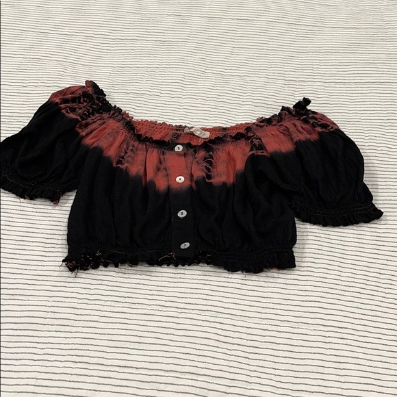 Miss Love Tie Dyed Crop Top with Drop Sleeves - Picture 1 of 5